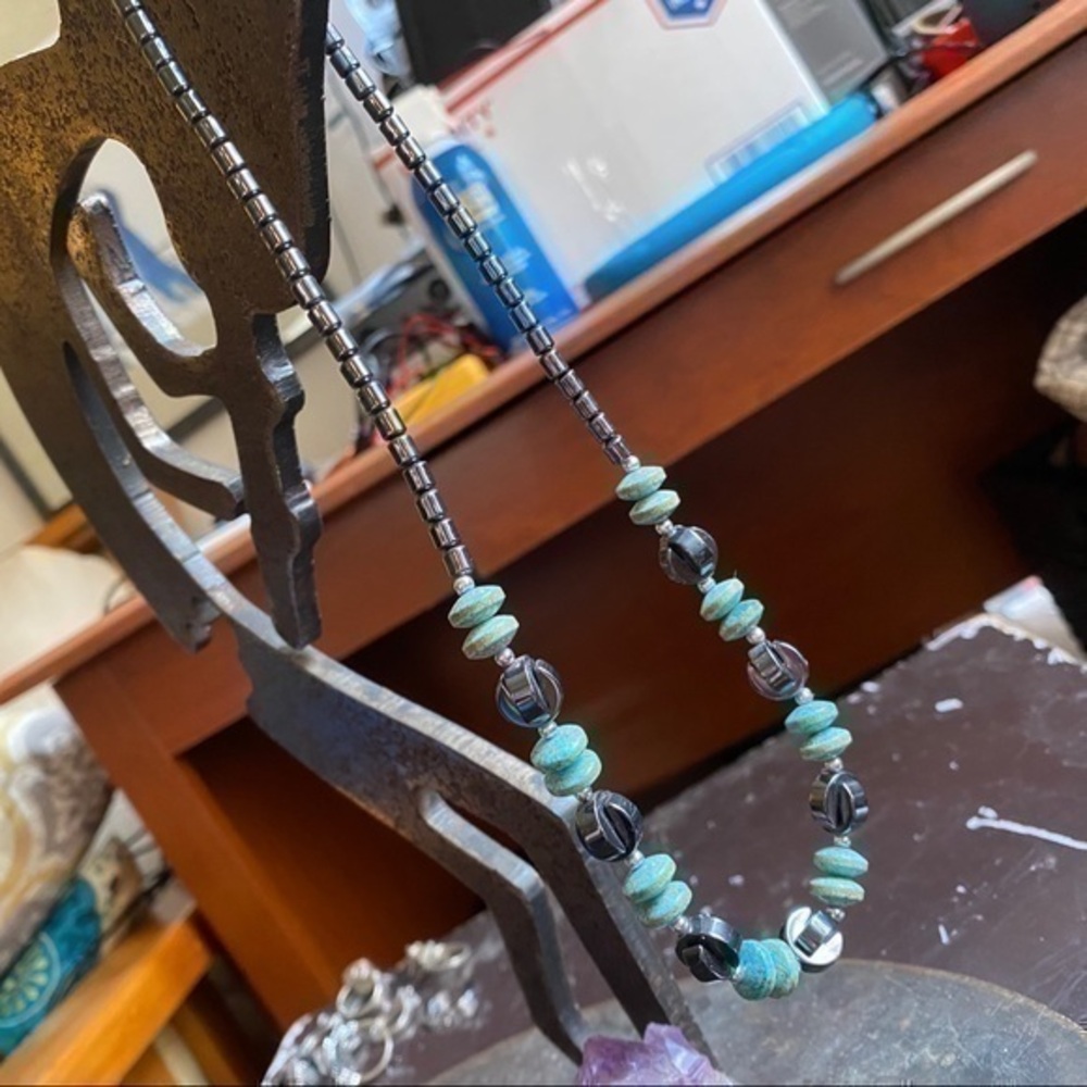 Hematite and Turquoise Necklace!